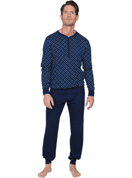 Pastunette for Men heren pyjama 122262-516-1 520 dark blue – op model