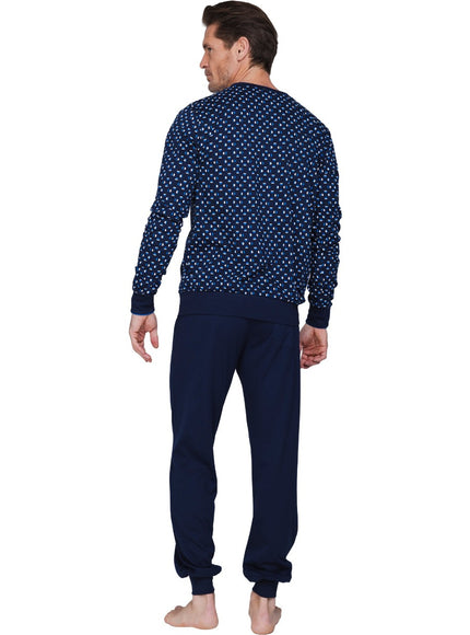 Pastunette for Men heren pyjama 122262-516-1 520 dark blue – op model