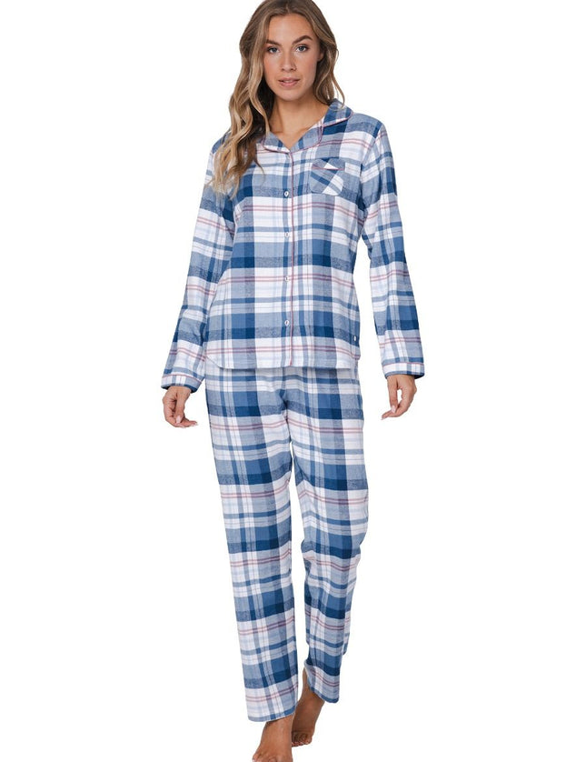 Pastunette Flanellen doorknoop Pyjama 121252-106-1 510 blue