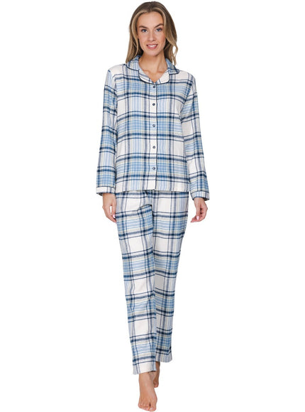 Pastunette Flanellen doorknoop Pyjama 121262-162-1 510 blue