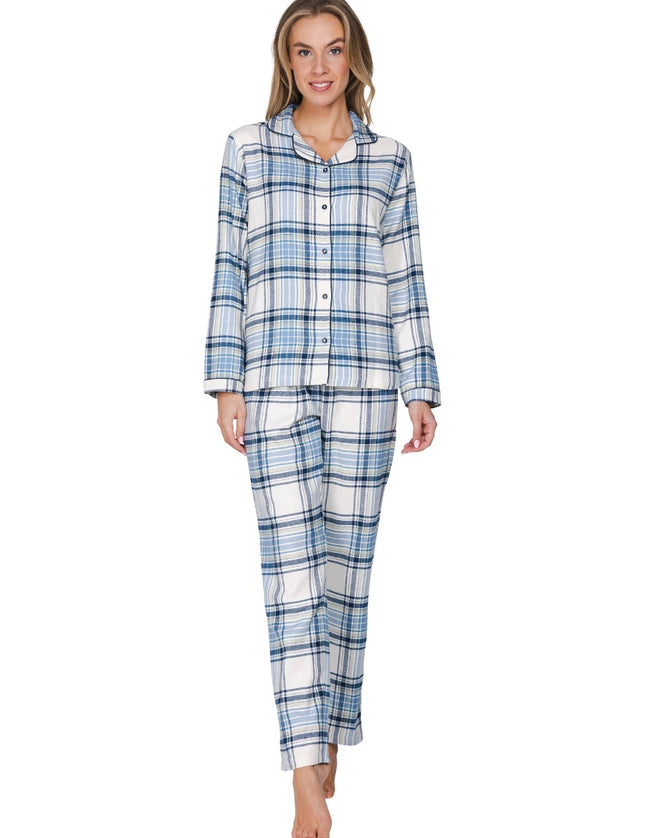Pastunette Flanellen doorknoop Pyjama 121262-162-1 510 blue