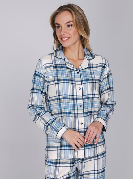 Pastunette Flanellen doorknoop Pyjama 121262-162-1 510 blue