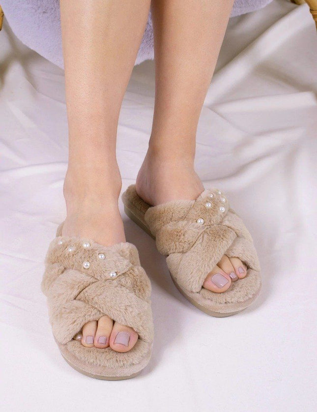 Pretty You London Florence Slof camel camel