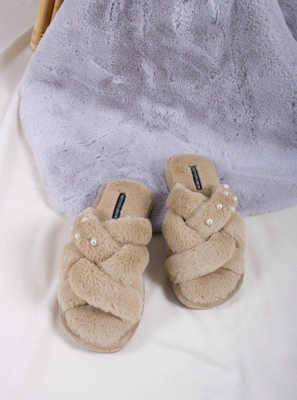 Pretty You London Florence Slof camel – voorkant