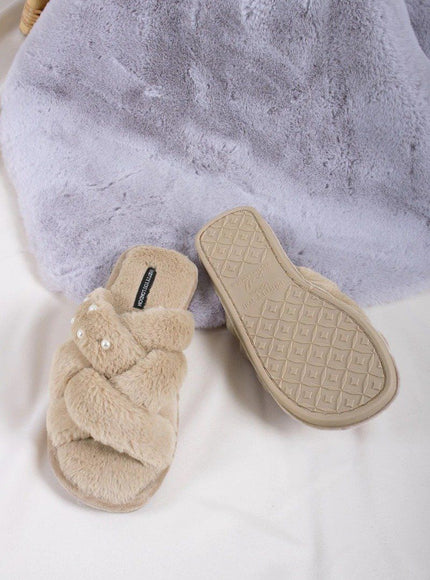 Pretty You London Florence Slof camel – achterkant
