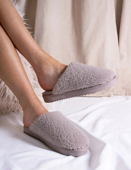 Pretty You London Sheepskin Jude Slof – truffle