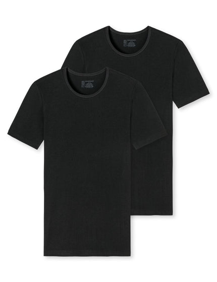 Schiesser 2 pack 95-5 T-Shirt Ronde hals 174997 – Zwart