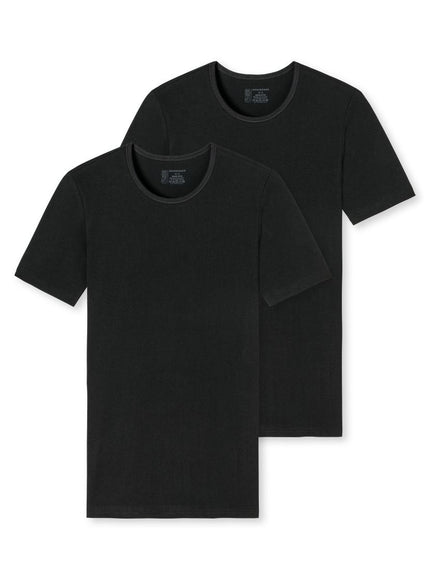 Schiesser 2 pack 95-5 T-Shirt Ronde hals 174997 – Zwart