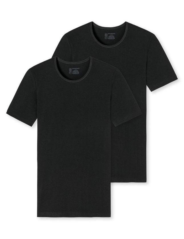 Schiesser 2 pack 95-5 T-Shirt Ronde hals 174997 – Zwart