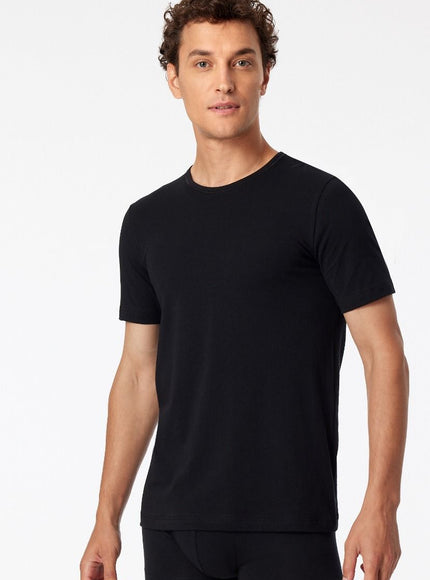 Schiesser 2 pack 95-5 T-Shirt Ronde hals 174997 – Zwart, op model