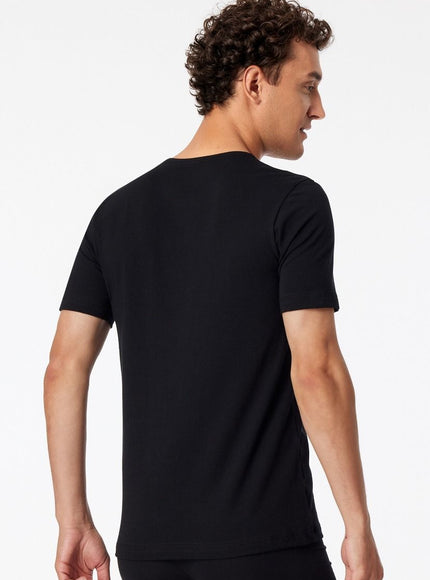 Schiesser 2 pack 95-5 T-Shirt Ronde hals 174997 – Zwart, op model