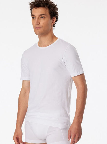 Schiesser 2 pack 95-5 T-Shirt Ronde hals 174997 – weiss, op model