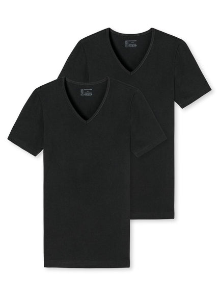 Schiesser 2 pack 95/5 T-Shirt V-hals 173982 – Zwart
