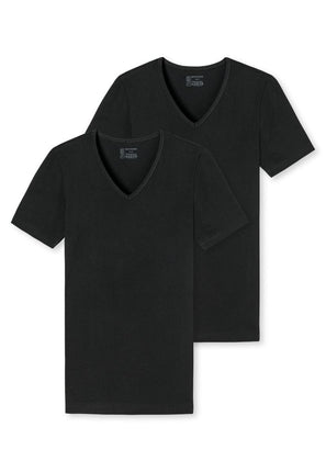 Schiesser 2 pack 95/5 T-Shirt V-hals 173982 – Zwart