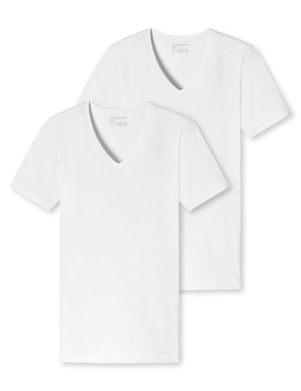 Schiesser 2 pack 95/5 T-Shirt V-hals 173982 – wit
