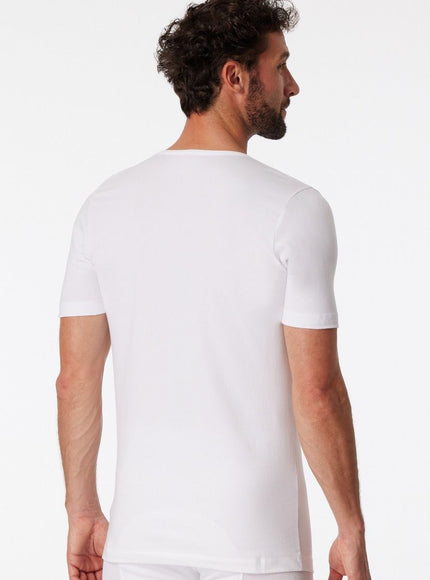 Schiesser 2 pack 95/5 T-Shirt V-hals 173982 – wit, op model