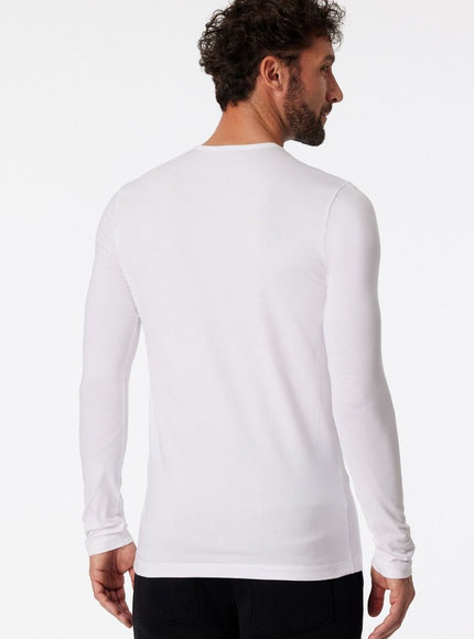 Schiesser 95-5 Shirt lange mouw 173812 – wit, op model