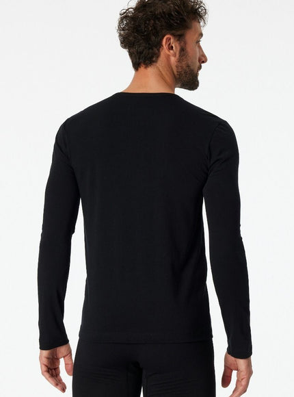 Schiesser 95-5 Shirt lange mouw 173812 – Zwart, op model