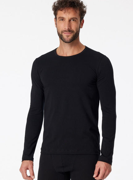 Schiesser 95-5 Shirt lange mouw 173812 – Zwart, op model