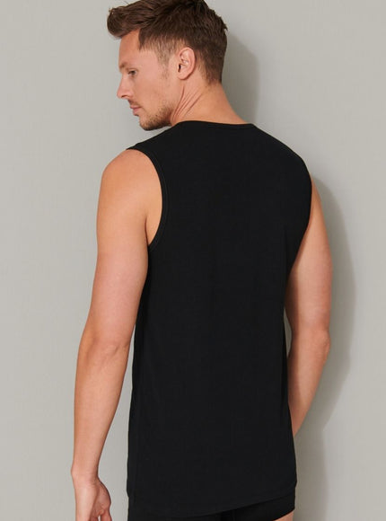 Schiesser 95/5 Tanktop ronde hals 173980 – Zwart, op model