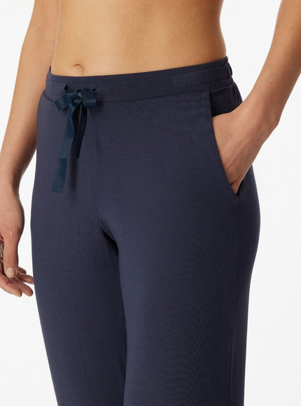 Schiesser Dames Mix en Relax lange broek 175480 800 blau – op model