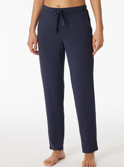 Schiesser Dames Mix en Relax lange broek 175480 800 blau – op model