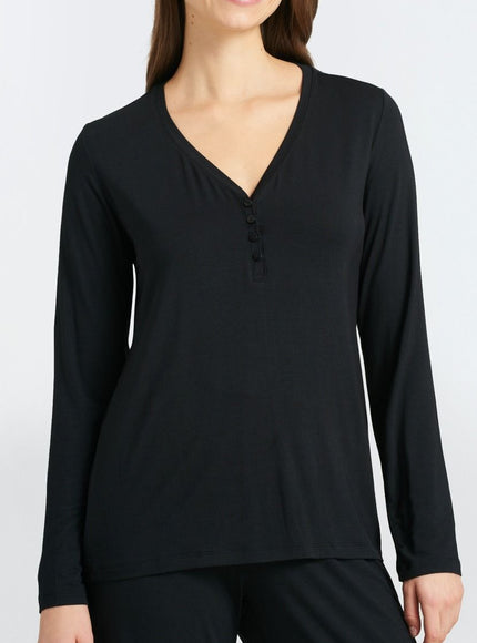 Schiesser dames Mix & relax Shirt 1/1 175478 – Zwart, op model