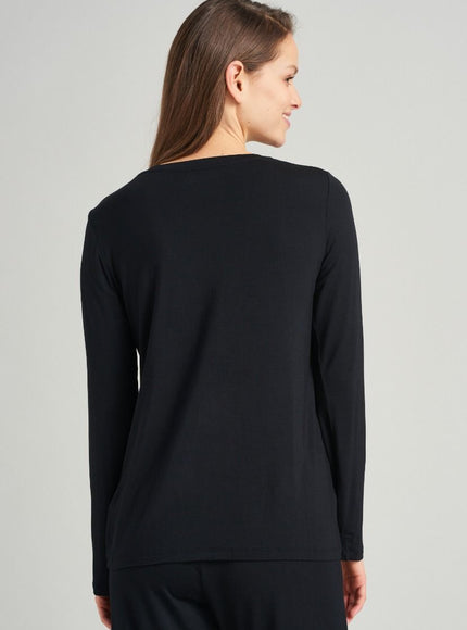 Schiesser dames Mix & relax Shirt 1/1 175478 – Zwart, op model