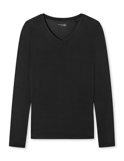 Schiesser Dames Mix&Relax Shirt lange mouw 175477 – Zwart