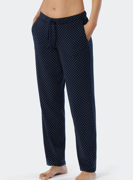 Schiesser Dames Pyjama Broek Mix en Relax 179271 835 dunkelblau-gem. – op model