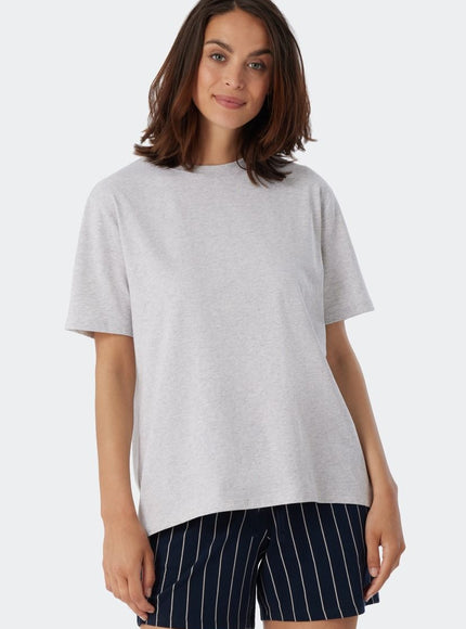 Schiesser Dames Pyjama Shirt Mix en Relax 179267 – grau-mel., op model