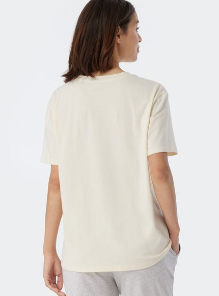 Schiesser Dames Pyjama Shirt Mix en Relax 179267 – creme, op model