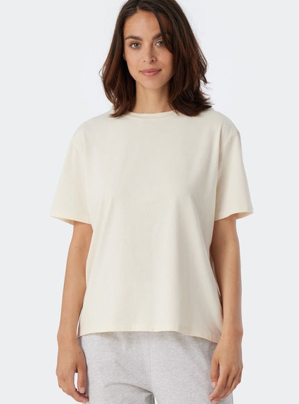 Schiesser Dames Pyjama Shirt Mix en Relax 179267 – creme, op model
