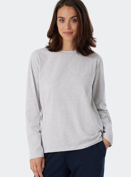 Schiesser Dames pyjama shirt Mix en Relax 179273 – grau-mel., op model