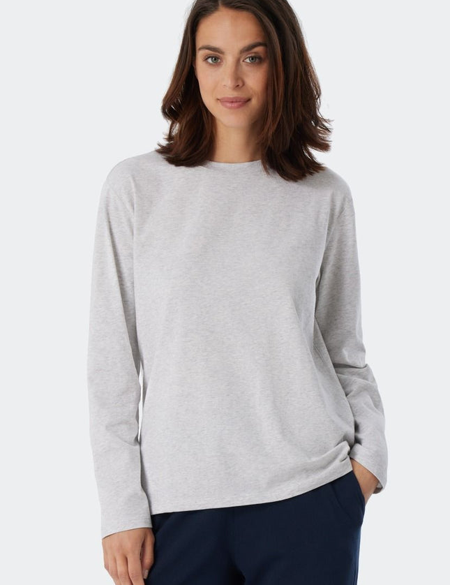 Schiesser Dames pyjama shirt Mix en Relax 179273 – grau-mel., op model