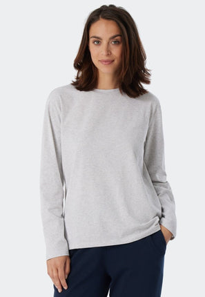 Schiesser Dames pyjama shirt Mix en Relax 179273 – grau-mel., op model