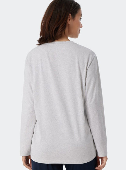 Schiesser Dames pyjama shirt Mix en Relax 179273 – grau-mel., op model