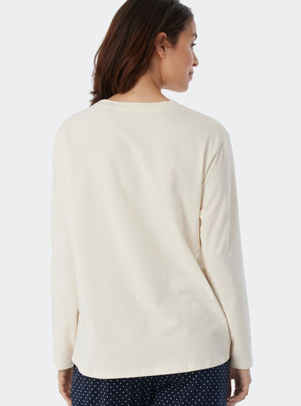 Schiesser Dames pyjama shirt Mix en Relax 179273 – creme, op model