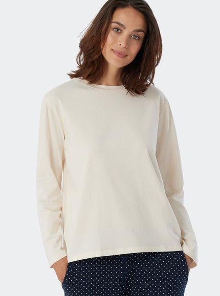 Schiesser Dames pyjama shirt Mix en Relax 179273 – creme, op model
