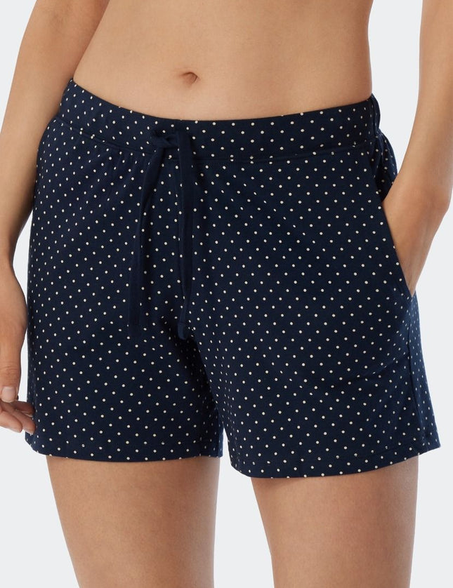 Schiesser Dames Pyjama Short Mix en Relax 179388 835 dunkelblau-gem. – op model