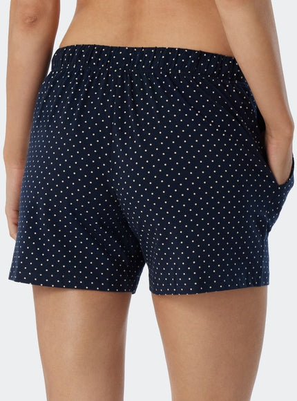 Schiesser Dames Pyjama Short Mix en Relax 179388 835 dunkelblau-gem. – op model
