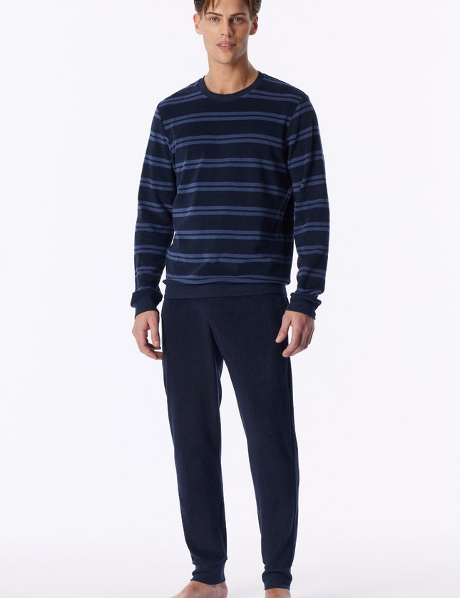 Schiesser Heren Badstof pyjama 183940 861 deep sea blue