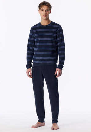 Schiesser Heren Badstof pyjama 183940 861 deep sea blue