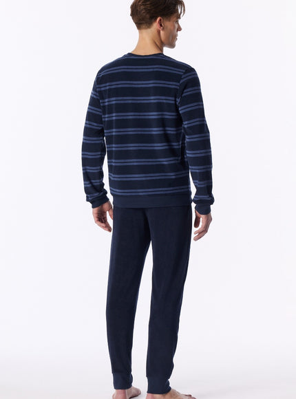 Schiesser Heren Badstof pyjama 183940 861 deep sea blue