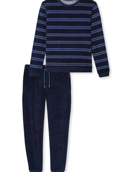 Schiesser Heren Badstof pyjama 183940 861 deep sea blue