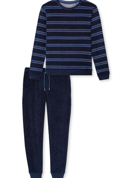 Schiesser Heren Badstof pyjama 183940 861 deep sea blue