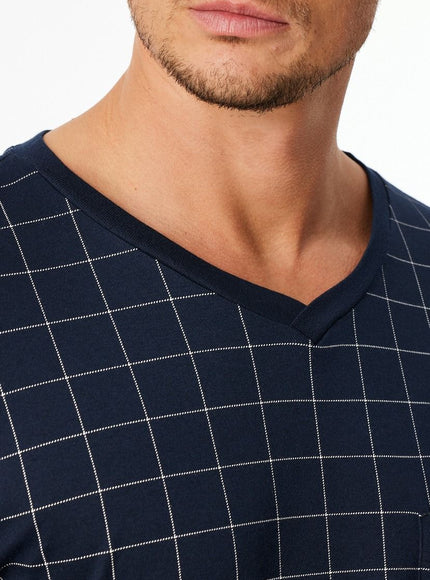 Schiesser heren Nachthemd lang 183177 804 Nachtblau – detail