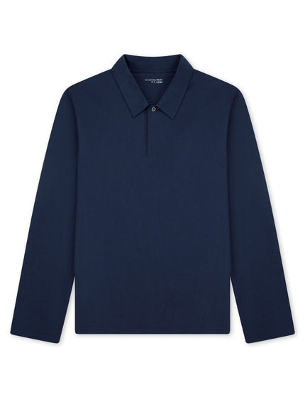 Schiesser Heren Poloshirt lange mouw mix en relax 184081 861 deep sea blue