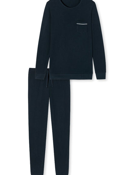Schiesser Heren pyjama 179295 803 dunkelblau – voorkant