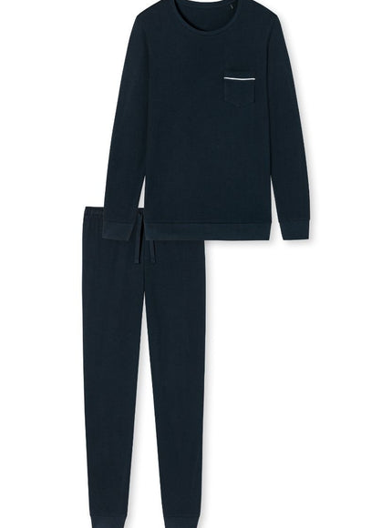 Schiesser Heren pyjama 179295 803 dunkelblau – voorkant